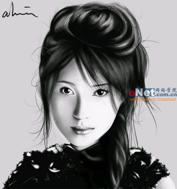 教你用Photoshop打造美女素描效果