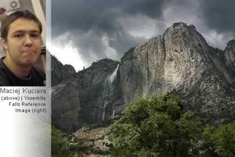 Photoshop绘制逼真的自然背景：山间瀑布