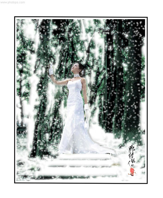 Photoshop[数字暗房]打造雪景婚纱照片