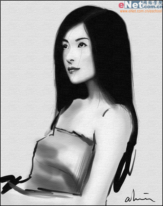 用Photoshop快速打造美女肖像速写