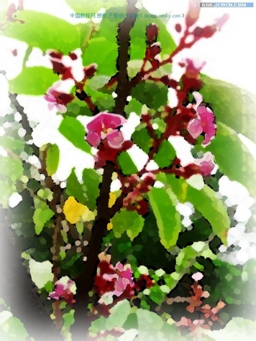 Photoshop处理花卉水粉画特效