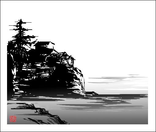Photoshop套索工具巧绘黑白木刻特效