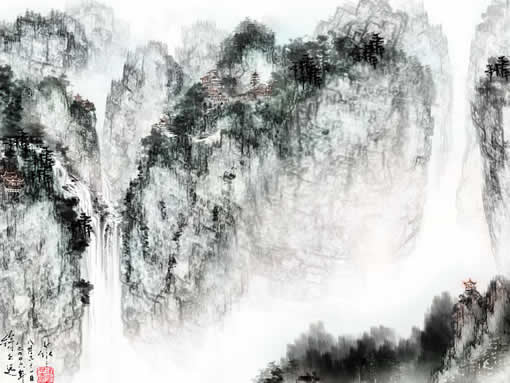 选择适当的Photoshop笔刷画国画山石