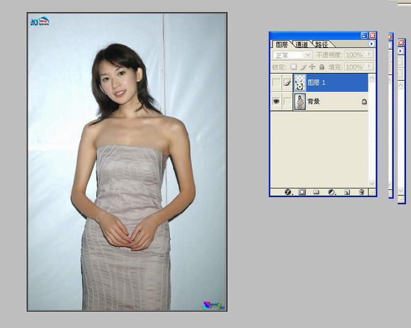 Photoshop给美女衣服换花样
