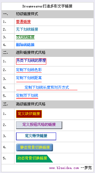 Dreamweaver打造多彩文字链接