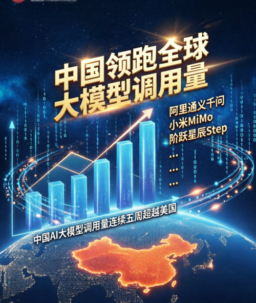 中国AI大模型调用量狂飙31%，连续五周领跑全球