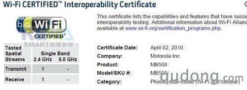 第九款Android系统手机 MOTO ME508参数曝光