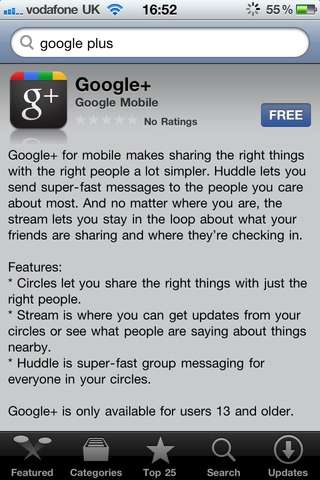 Google+跨入IOS平台 发布iPhone版应用