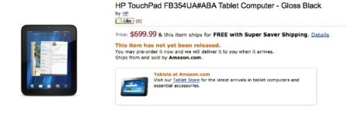 4G版TouchPad登陆亚马逊网站 升级细节曝光
