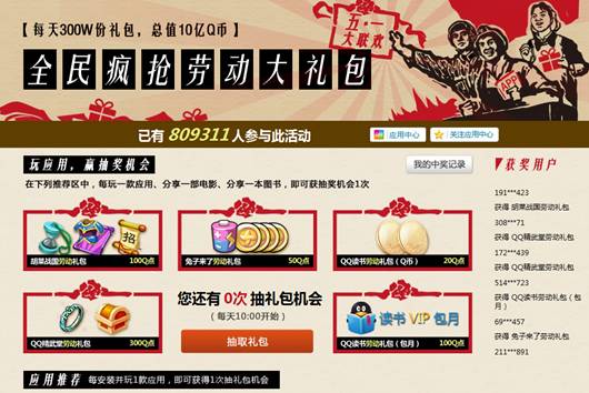 迎五一 腾讯开放平台开启送好礼活动
