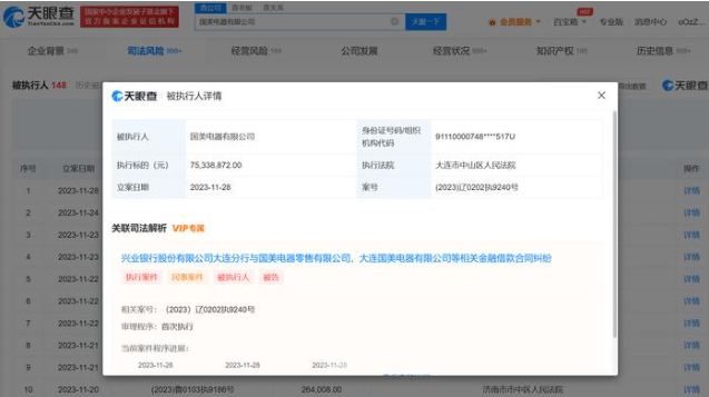 国美电器再被强执7533万，累计执行超34亿元